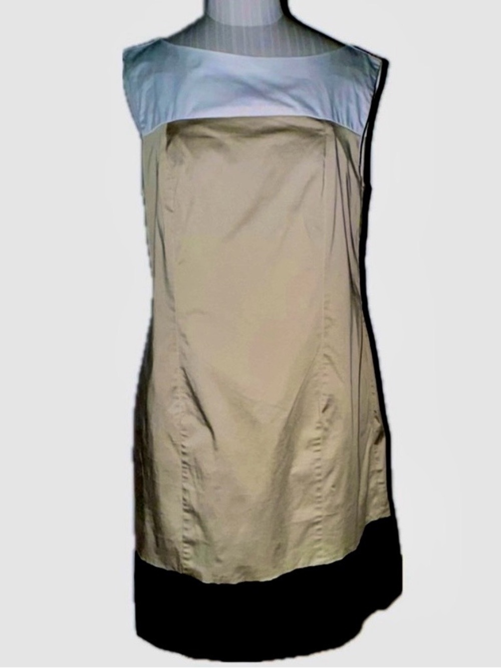 DKNYC Colorblock Sheath Dress Tan White Black Sleeveless Stretch-Size 14